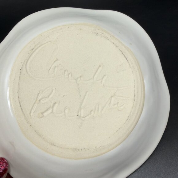 Vintage Hand Made Studio Art Pottery Trinket Dish Plate Artist Signed Stoneware - Picture 4 of 8